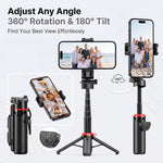 All-In-1 Folding Handheld Selfie Stick Tripod with Bluetooth Remote & Hook, Silicone-Stabilized Telescopic Pole for Cellphone/Mobile, Box-Packaged Accessories for Women, Portable Travel Streaming Gear for Iphone/Android