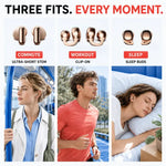 PAXA JC680 3-In-1 Chargeable Bluetooth 6.0 Wireless Earbuds - In-Ear Headphones, Clip-On & Sleep Designs, Smart LED Case, HD Stereo Sound, Comfortable Fit for Sports, Noise Isolation Solutions, Android & Ios Compatible