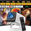 [2026 Upgraded] X1 Projector 300ANSI Android 14.0 Dual Wifi6 8K 4K Decode Auto Keystone Correction Wireless BT5.4 130"Screen 1280*720P Built-In Speaker 180° Rotatable Mini Portable Home Cinema Outdoor Audio Summervibes Gift, Portable Movie Projector, Vid