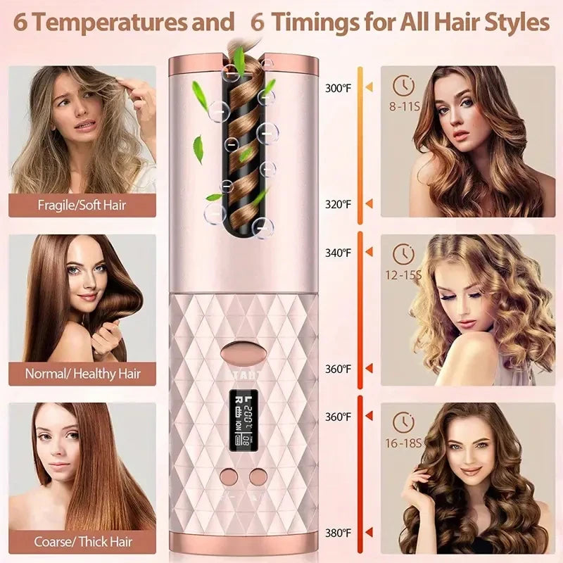 Cordless Automatic Hair Curler Iron Wireless Curling Iron