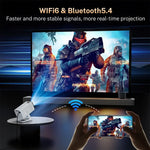 [2026 Upgraded] X1 Projector 300ANSI Android 14.0 Dual Wifi6 8K 4K Decode Auto Keystone Correction Wireless BT5.4 130"Screen 1280*720P Built-In Speaker 180° Rotatable Mini Portable Home Cinema Outdoor Audio Summervibes Gift, Portable Movie Projector, Vid
