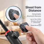 All-In-1 Folding Handheld Selfie Stick Tripod with Bluetooth Remote & Hook, Silicone-Stabilized Telescopic Pole for Cellphone/Mobile, Box-Packaged Accessories for Women, Portable Travel Streaming Gear for Iphone/Android