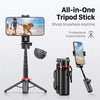 All-In-1 Folding Handheld Selfie Stick Tripod with Bluetooth Remote & Hook, Silicone-Stabilized Telescopic Pole for Cellphone/Mobile, Box-Packaged Accessories for Women, Portable Travel Streaming Gear for Iphone/Android